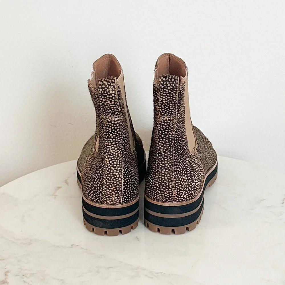 NEW Madewell Ivy Chelsea Lug Sole Boots Mini Dot Calf Hair Size 6.5